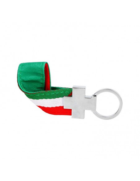 Porte clé drapeau Italie en acier inoxydable