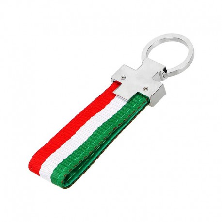 Porte clé drapeau Italie en acier inoxydable