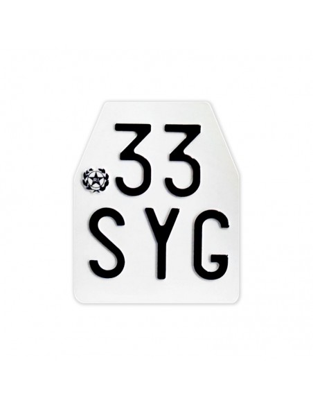 Plaque d'immatriculation sheet scooter