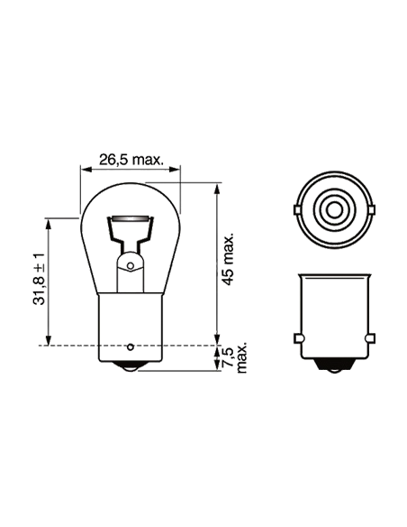 Ampoule BA15S 12V 21W Klaxcar